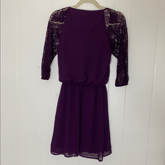 Speechless Plum Lace-Sleeved Dress - Picture 4 of 7